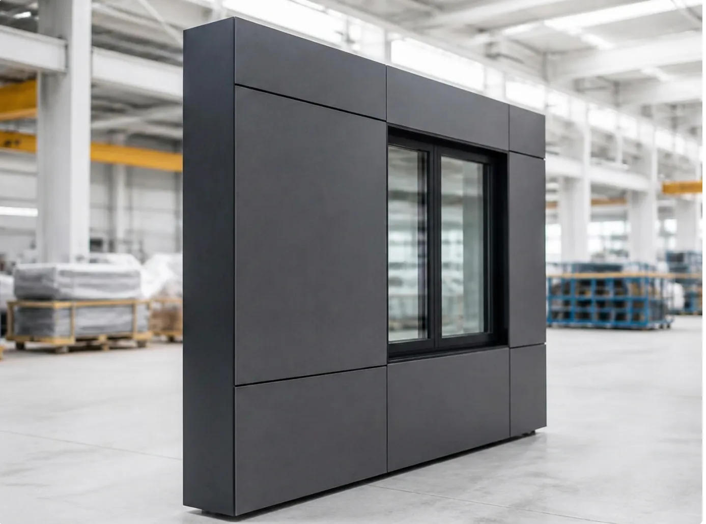 RENOFLEX® ISOTHERM Fassadenelement mit integriertem Fenster im Werk